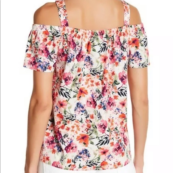 Bobeau Floral Poplin Off Shoulder Top Medium - Picture 7 of 8